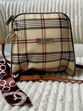 Vintage Burberry Upcycled Bag with Crossbody Strap and Scarf